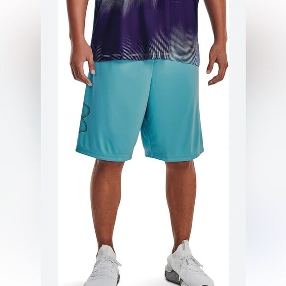 Under Armour Perimeter Basketball Shorts Mens Medium loose  black and teal - Picture 1 of 9